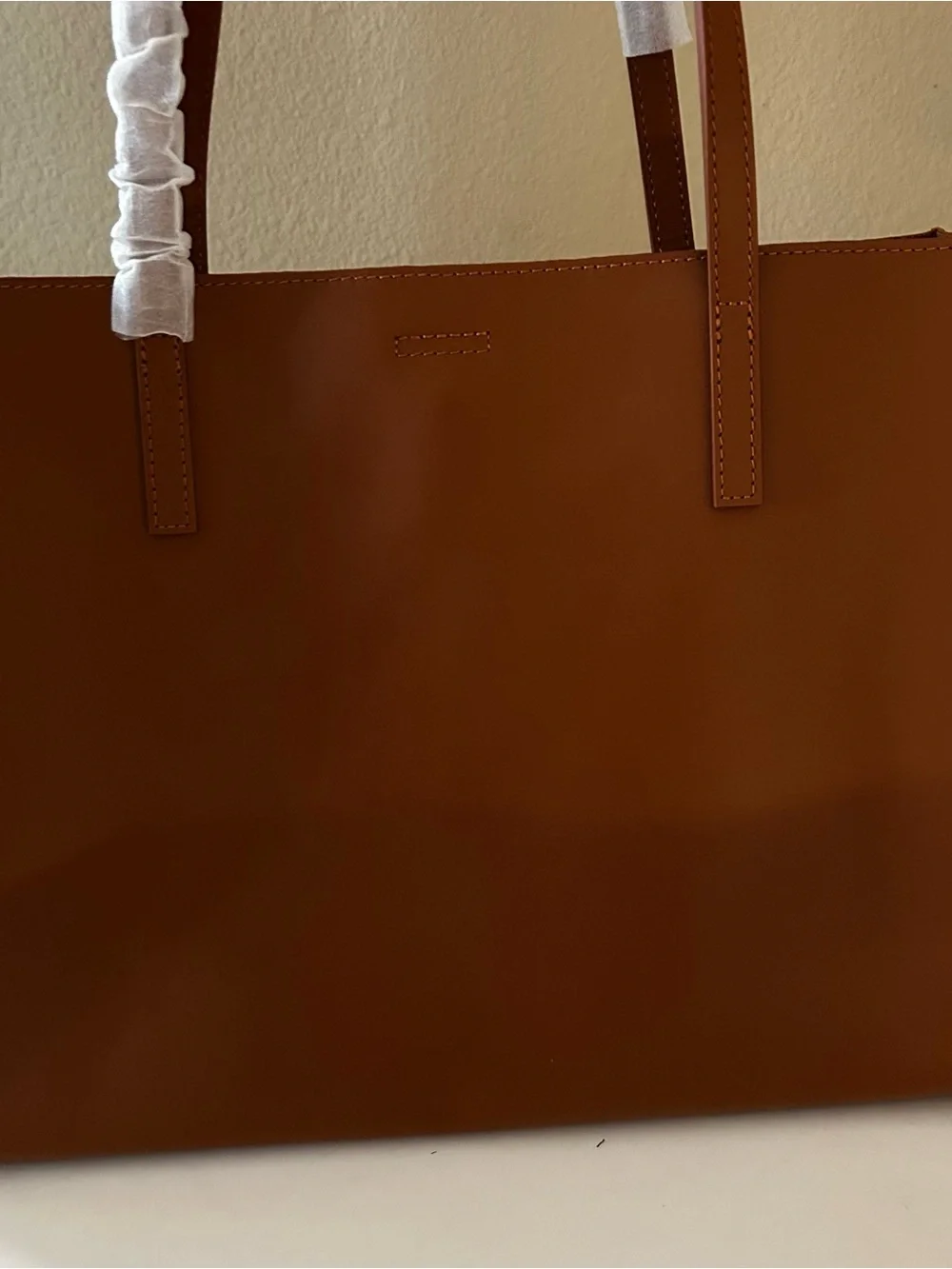 Minimalist Brown Leather Top-Handle Tote Bag